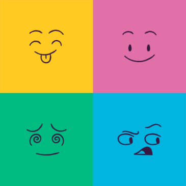 Customized Business Simulations Picture of expressive faces for the customized business simulations option of GingrTech.